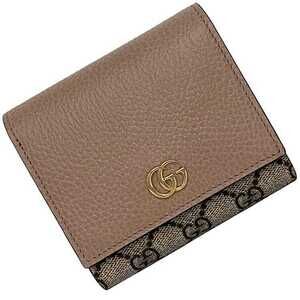 Gucci GG Marmont Bifold Wallet Beige Leather Supreme flap